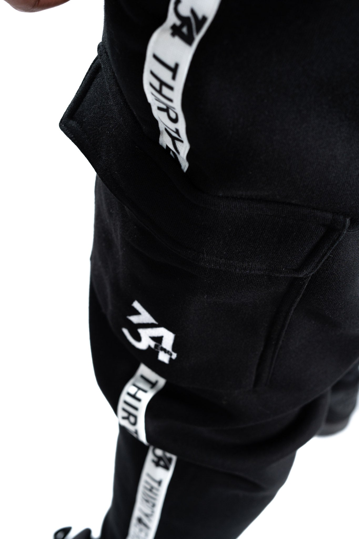 34ERS® White Taped Joggers - BLACK